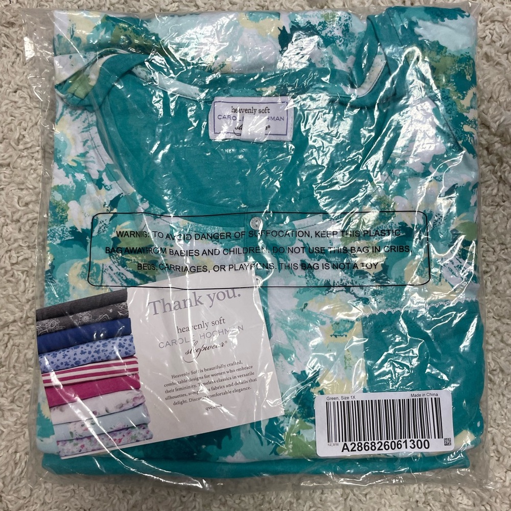 Carole Hochman Spring 2 Pack Sleepshirt Set A286826 Green 1X NWT Deadstock